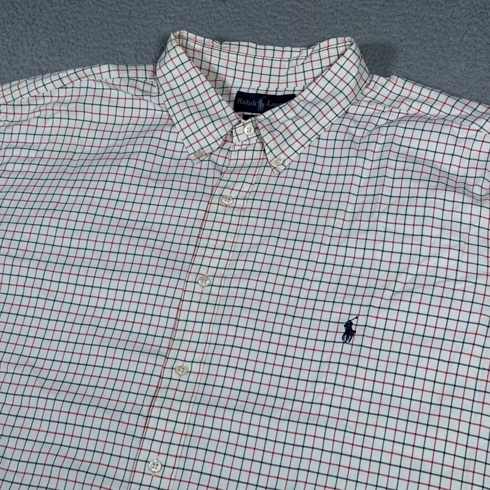 Polo Ralph Lauren Shirt Mens 3XB Cream Red Check Classic Fit Button Down Pony